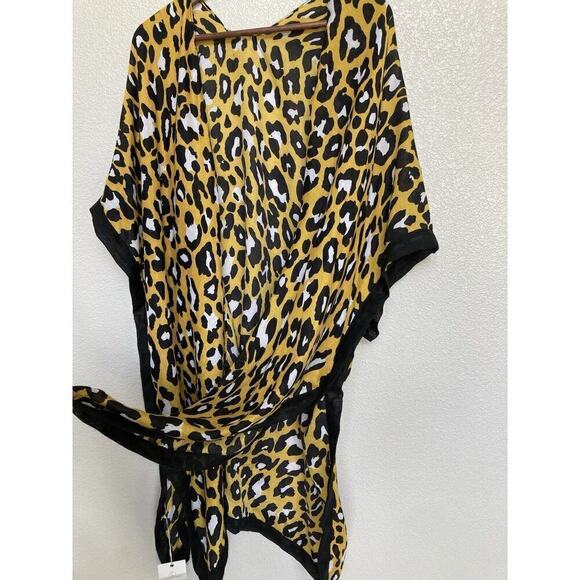 NWT Styline yellow leopard kimono knit wrap light weight multi one size travel - Picture 4 of 6